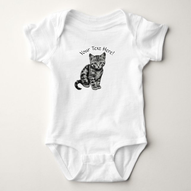 Edit Photo, Name & Text Cute Kitten Baby Gift Bodysuit (Front)