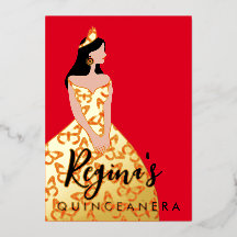 Edit Skin & Hair Color Quinceañera Foil Invitation