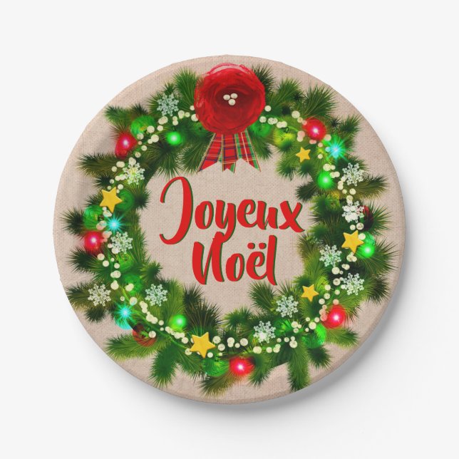 Edit Text  Assiette joyeux Noël 7" Paper Plates (Front)