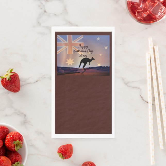 Edit Text Flag Kangaroo Australia Day  Paper Guest Towels (Insitu)