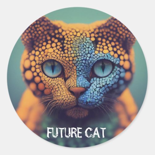 Edit Text Future Cat Personalize Name Classic Round Sticker