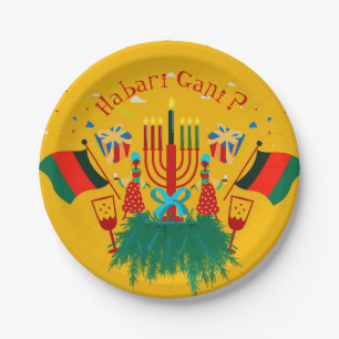 Edit Text Matching Kwanzaa Party 7" Paper Plates
