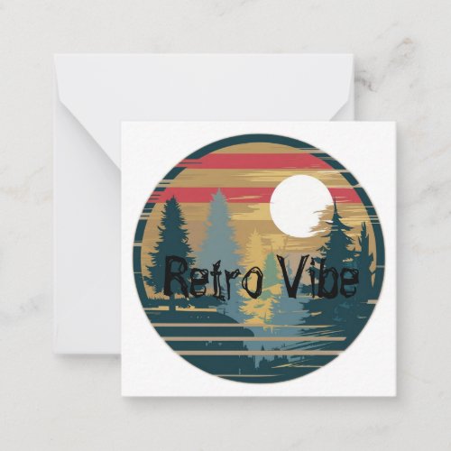 Edit text Retro Forest Tree Design Note Card