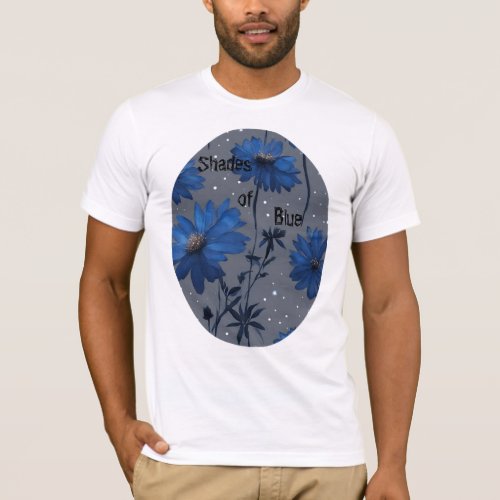 Edit Text Shades of Blue Flower for Men T_Shirt