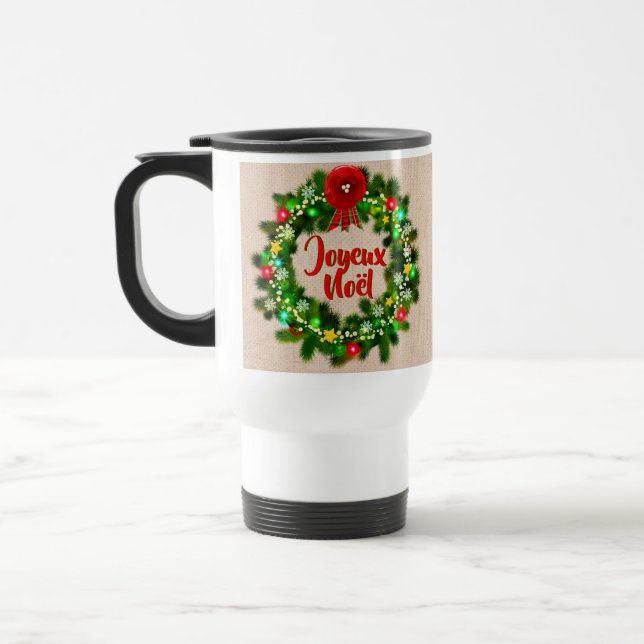 Edit Text Tasse de voyage joyeux Noël Travel Mug (Left)
