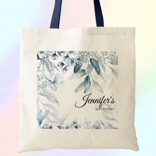 Edit Text to Grandma-to-be Florals Boy Baby Shower Tote Bag (Creator Uploaded)