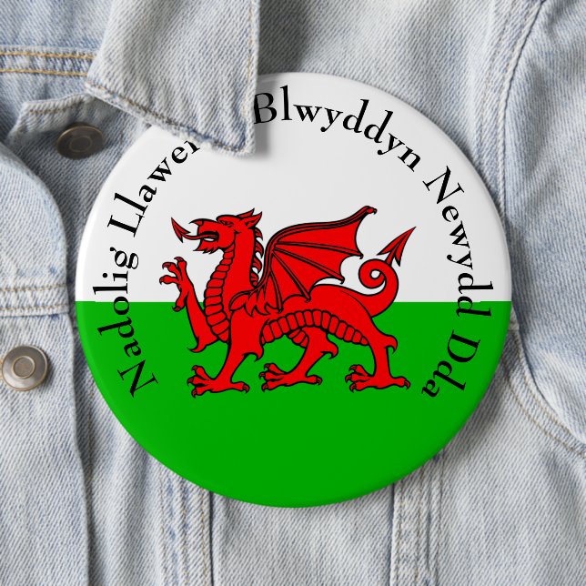 Edit Text Welsh Flag Red Dragon Christmas Button (In Situ)
