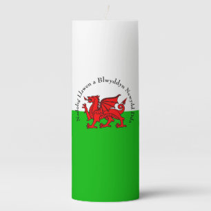 Edit Text Welsh Flag Red Dragon Christmas Tall Pillar Candle