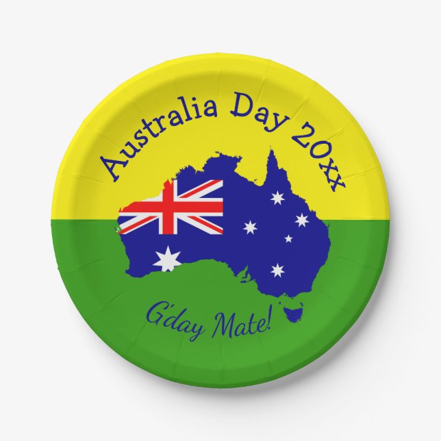 Edit Text Year  Australia Day  7"  Paper Plates (Front)
