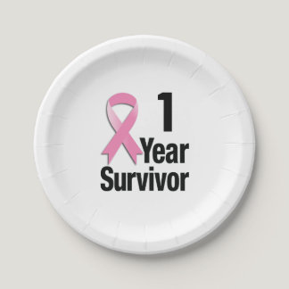 Edit-the-Year Breast Cancer - 1 yr Paper Plates