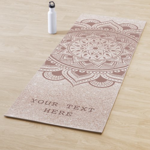 Edit With Your Custom Text Quote Rose Gold Mandala Yoga Mat