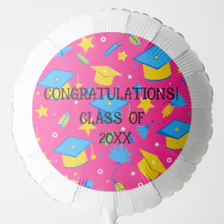 Edit Year and Text Graduation Class of Pink Balloon
