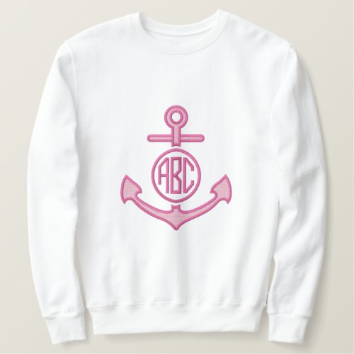 Edit Your Nautical Monogram Anchor abc Embroidery Embroidered Sweatshirt