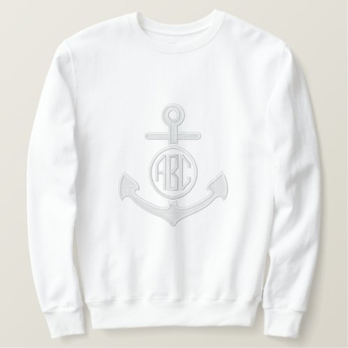 Edit Your Nautical Monogram Anchor abc Embroidery Embroidered Sweatshirt