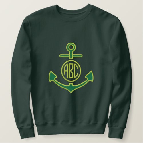 Edit Your Nautical Monogram Anchor abc Embroidery Embroidered Sweatshirt