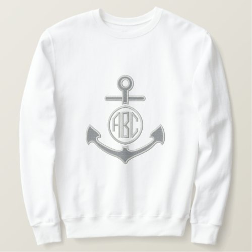Edit Your Nautical Monogram Anchor abc Embroidery Embroidered Sweatshirt