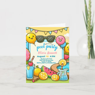 Editab PoolParty Birthday for Kids Fun Summer Swim Invitation