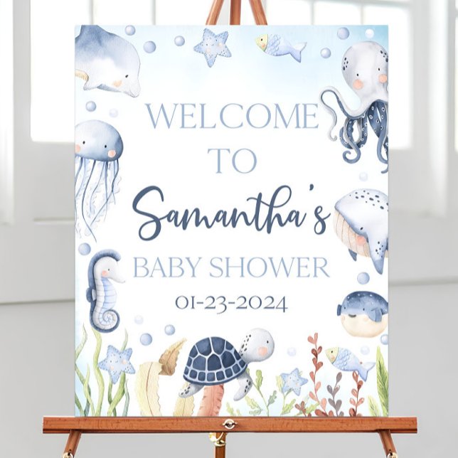 Editabl Boy Under the Sea Baby Shower Welcome Sign (Creator Uploaded)