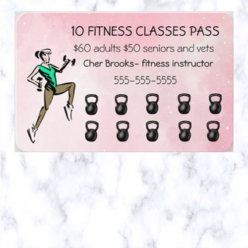Editable 10 Fitness Classes Pass Discount Card