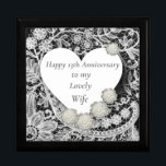 Editable 13th Wedding Anniversary, Lace Gift Box<br><div class="desc">This lovely gift box has been designed for a thirteenth wedding anniversary,  traditionally lace. It features a background of beautiful Belgium lace with white and black banners,  and editable text. Perfect to hold a special gift for a beloved wife.</div>