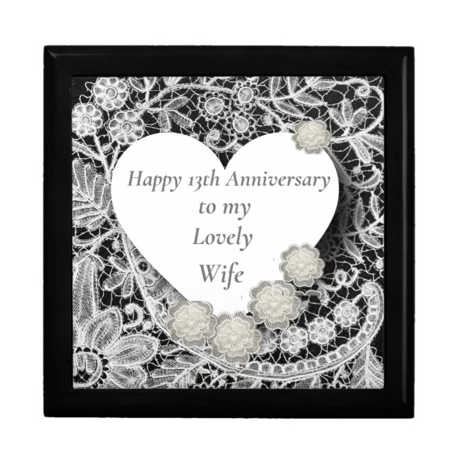 Editable 13th Wedding Anniversary, Lace Gift Box (Front)