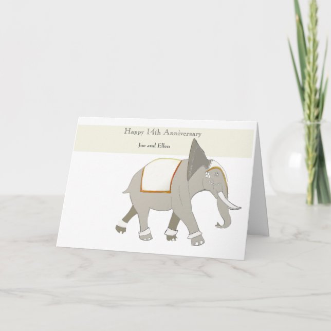 Editable 14th Anniversary   Card (Front)