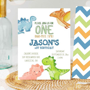 Editable 1st Birthday Dinosaur One Dino-mite Invitation