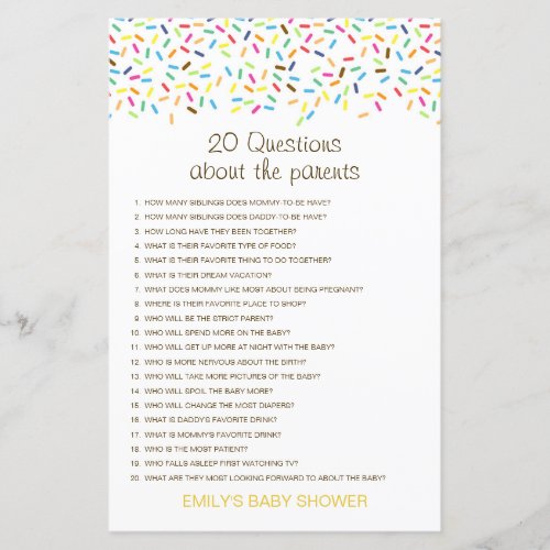 Editable 20 Questions about Parents Baby Shower