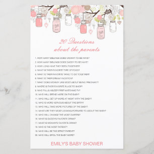 Editable 20 Questions about Parents Baby Shower