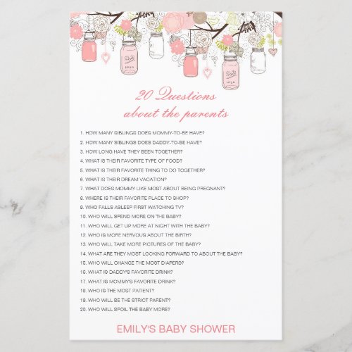 Editable 20 Questions about Parents Baby Shower