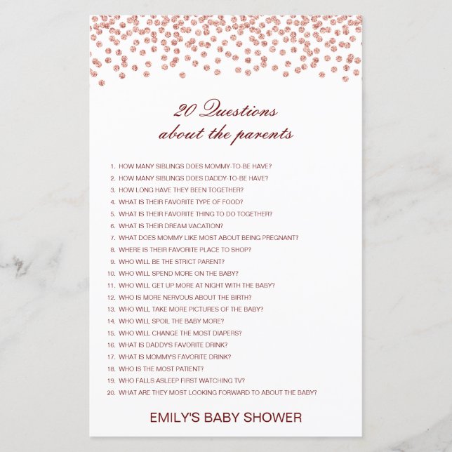 Editable 20 Questions about Parents Baby Shower (Front)