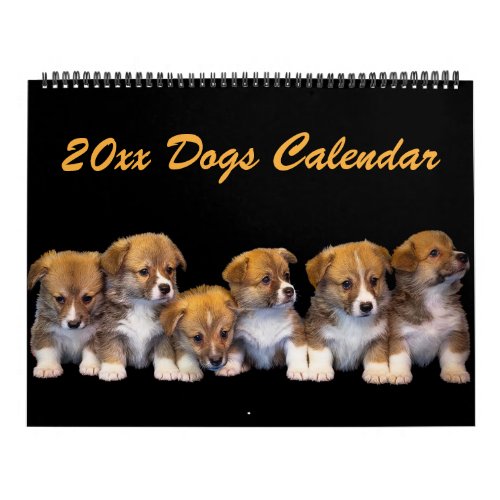 Editable 20xx Dogs Calendar