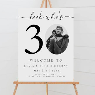 Editable 30th Birthday Welcome Sign, Look Who's 30 Foam Board