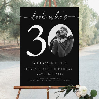 Editable 30th Birthday Welcome Sign, Look Who's 30 Foam Board