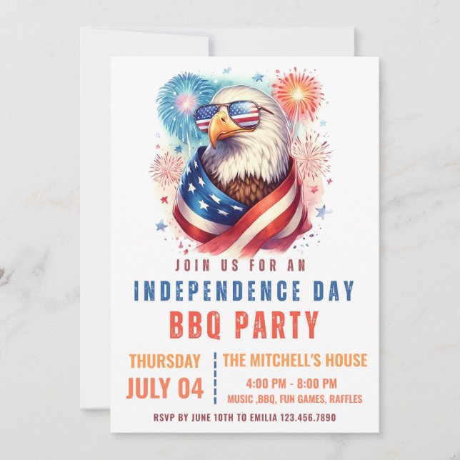 EDITABLE 4th of July Backyard BBQ Fireworks Neighb Invitation (Front)