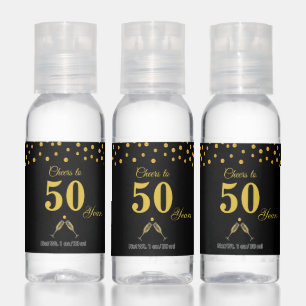 Editable 50th Birthday in Black & Gold Hand Sanitizer