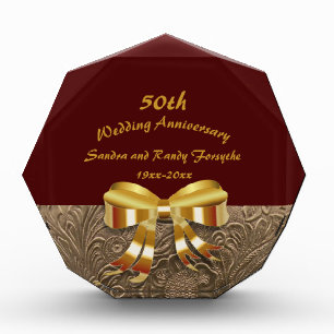 Editable 50th Wedding Anniversary Keepsake Acrylic Award