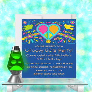Editable 60'S Groovy Birthday Party Invitation