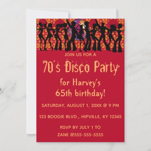 Editable 70s Disco Birthday Party Invitation