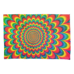 Editable 70s Retro Hippie Psychedelic Pillow Case