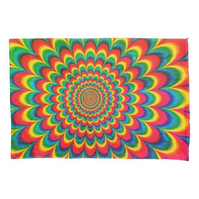 Editable 70s Retro Hippie Psychedelic Pillow Case (Front-Left)