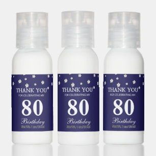 Editable 80th Birthday Party Favor in Blue & White Hand Lotion