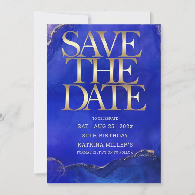 Editable 80th Birthday Save the Date Invitation (Front)