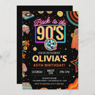 Editable 90s Birthday Party Invitation Back to 90s