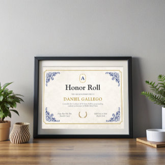 Editable A Honor Roll Certificate Template Award