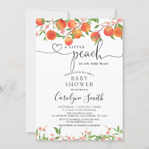Editable A Little Peach Is On The Way Baby Shower Invitation