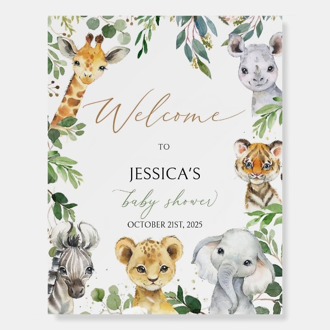 Editable A Little Wild One Baby Shower Welcome Sig Foam Board (Front)