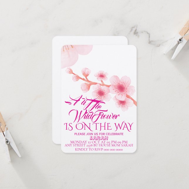 Editable A Little Wildflower Baby Shower Invitatio (Front/Back In Situ)