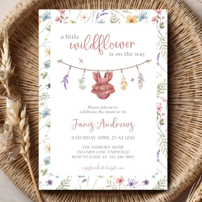 Editable A Little Wildflower Baby Shower Invitatio Invitation (Creator Uploaded)