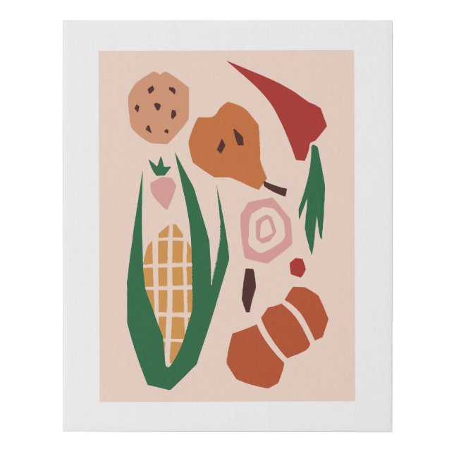 Editable Abstract Kitchen Food Art Faux Canvas Print (Front)
